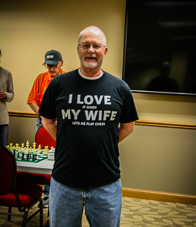 Randy Dixon, from Ennis, Texas, is a member of the Arlington Chess Club, Tarrant County Chess Club, Waco Chess Club, Waco Chess Team, and Texas Military Auxiliary All Stars.  He loves studying online using Chess-dot-com.  Photo by Josie Braddy.